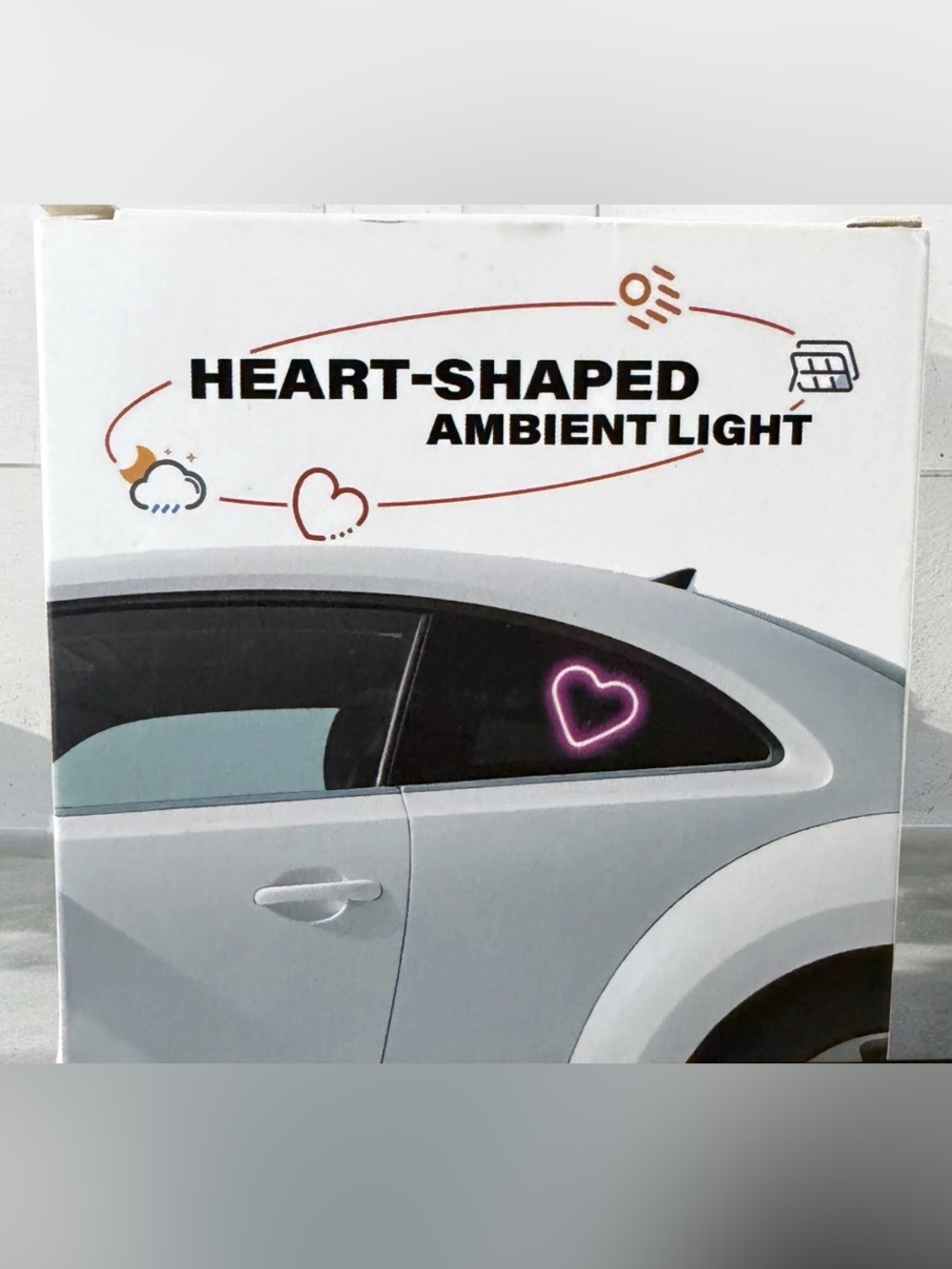 Heart-Shaped Ambient Light - Neon Car Accent NIP/NWOT